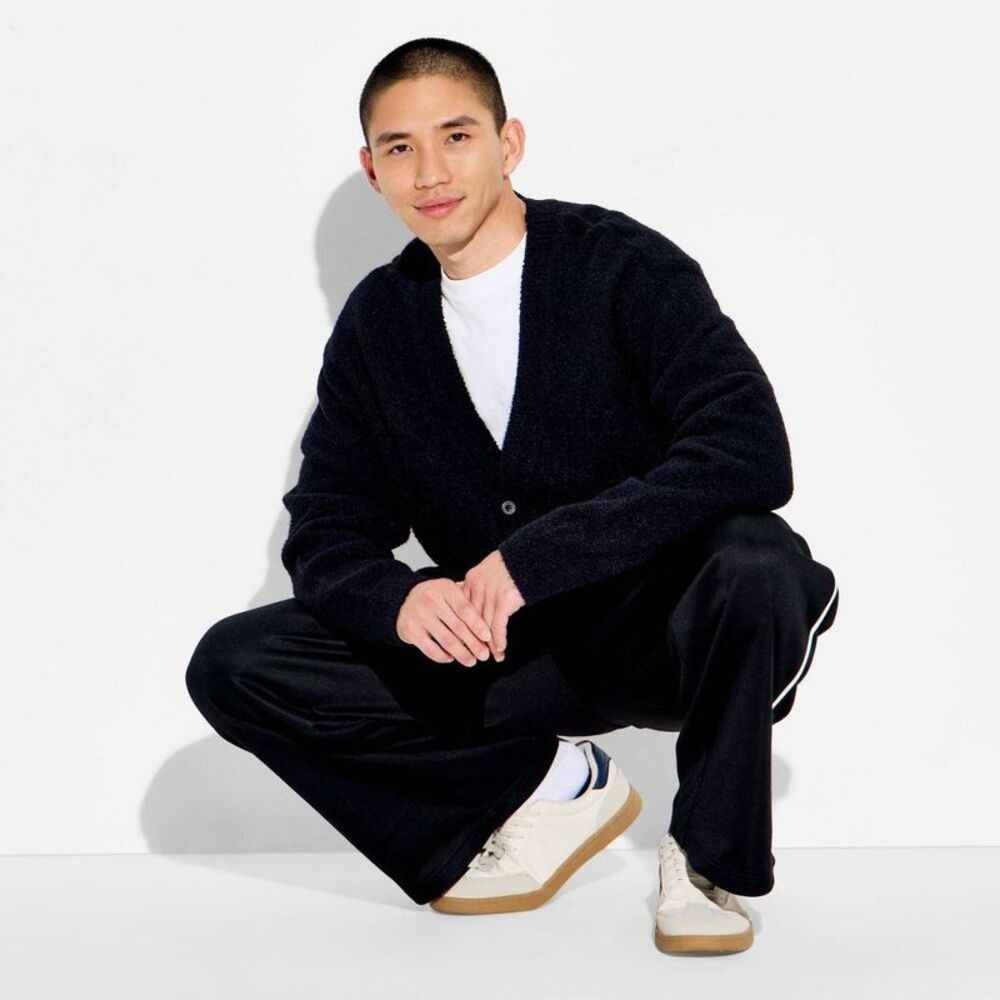 Original Use - Men's Open Neck Cardigan - Original Use Black L Black